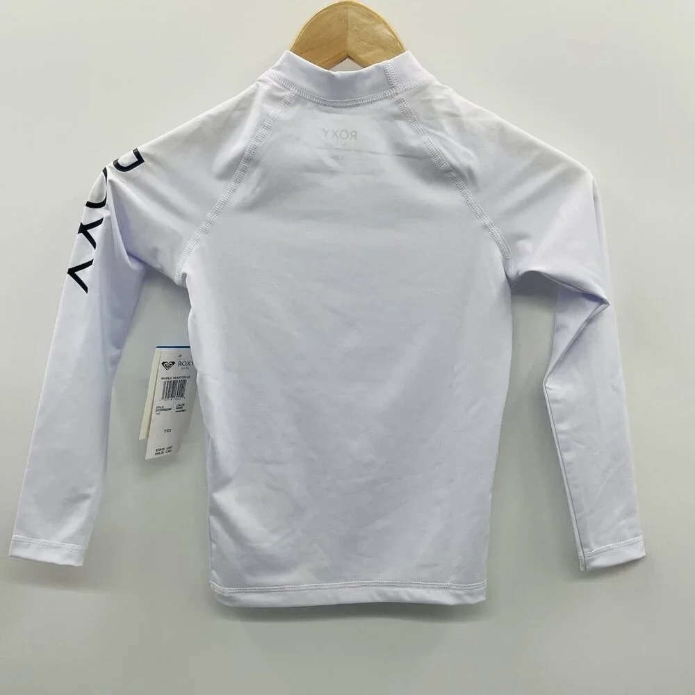 Roxy Youth Girls Size XS/7 Whole Hearted Long Sleeve Swim Rashguard‎ White 2511